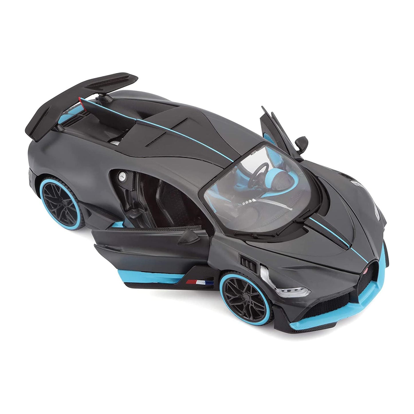 1:24 Scale Bugatti Divo Diecast Model Car – Matte Black with Blue Accents