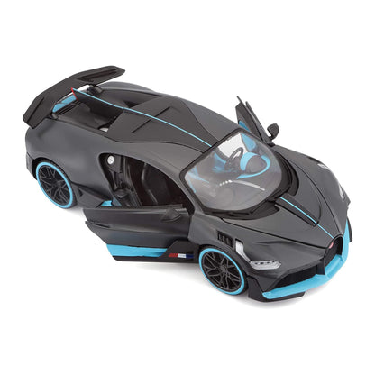 1:24 Scale Bugatti Divo Diecast Model Car – Matte Black with Blue Accents