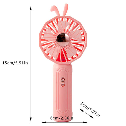 Cute Rabbit Portable Mini Fan – USB Rechargeable Personal Cooler