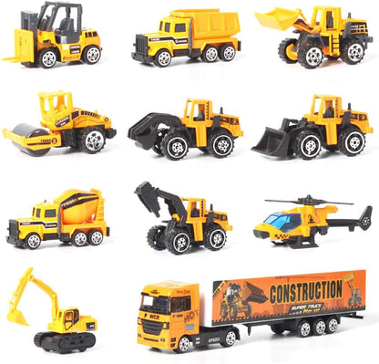 7-Piece Die-Cast Metal Construction Action Team Playset with Truck Trailer