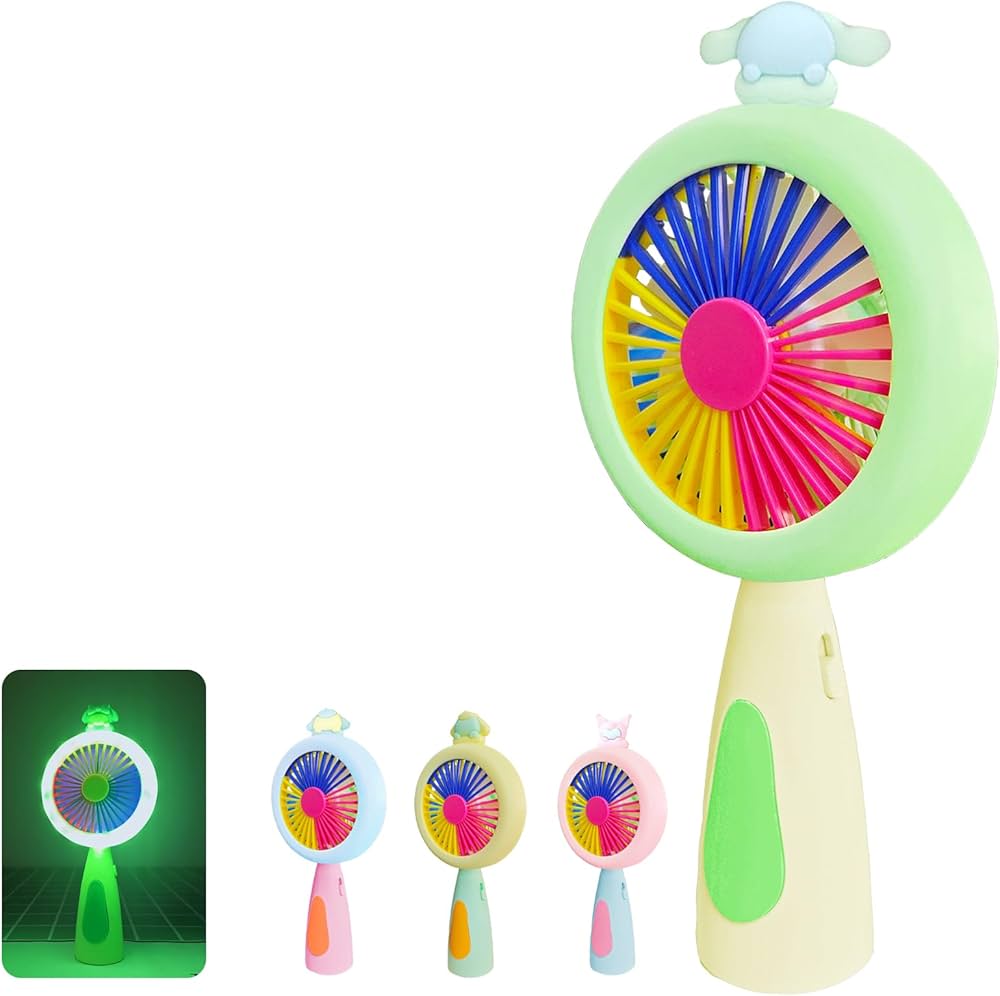 Cute Cartoon LED Mini Fan – USB Rechargeable Portable Cooler
