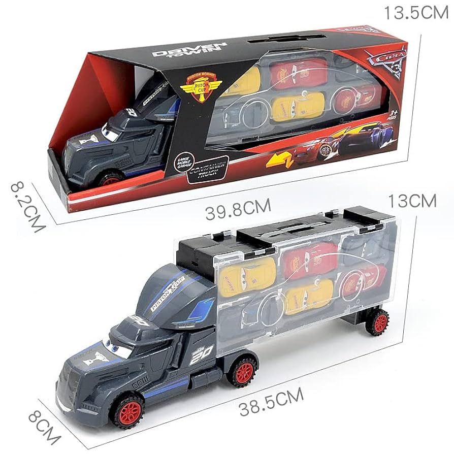 Mcqueen Cars 3 Container Truck Toy with 6 Mini Cars – Disney Pixar Style