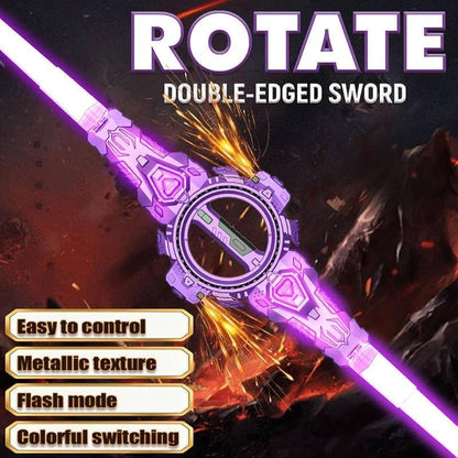 Rotate Double-Edged Sword Toy with 360° Rotation, Lights & Fire Effect
