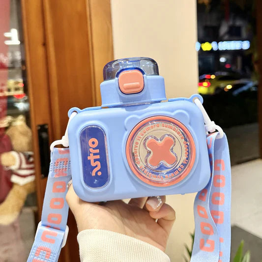 Camera-Style Kids Water Bottle with Strap