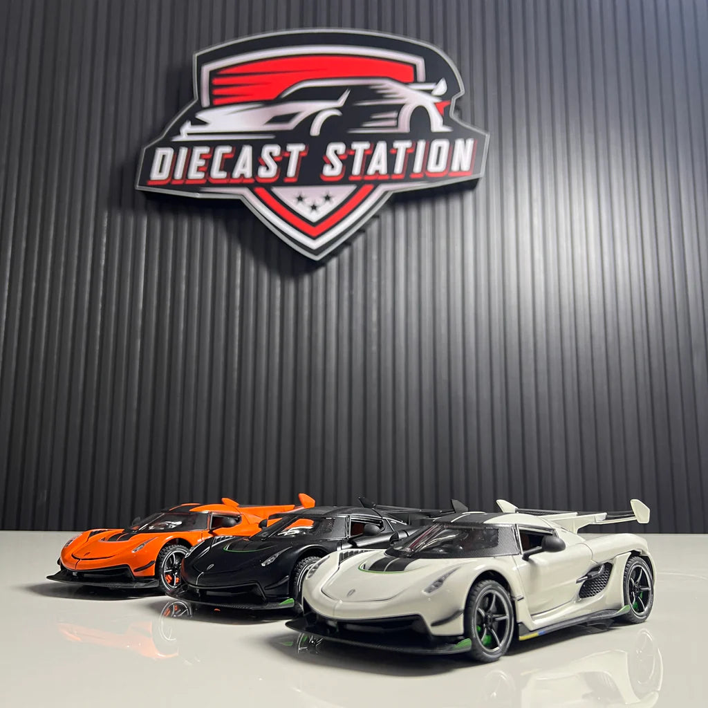 1/24 Scale Die-Cast Jesko Absolut Model – Premium Alloy Sports Car with Light, Sound & Metal Display Base