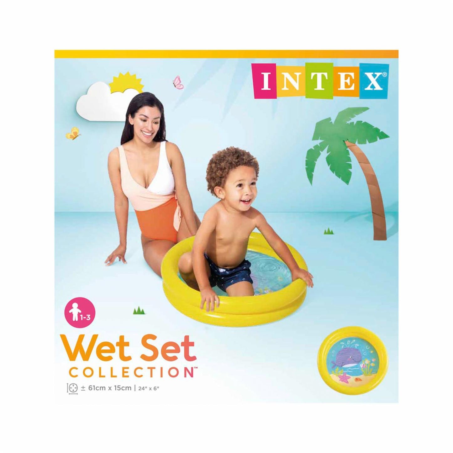 Intex Wet Set Collection Baby Pool – 24" x 6" Inflatable 2-Ring Kiddie Pool