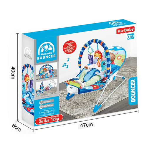 Hu-Baby Music Soothe Baby Bouncer with Vibrations and Toys (0M+)