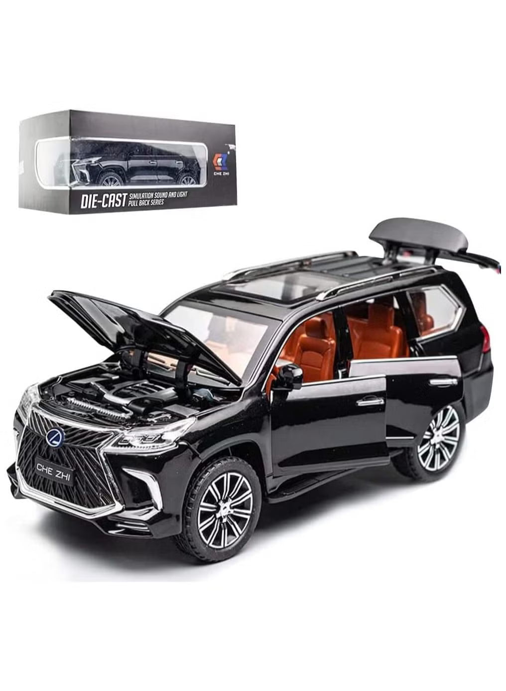 1:24 Scale Lexus LX570 Die-Cast Model Car – Premium Pull-Back Toy with Sound & Light