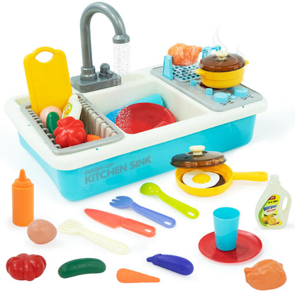 Kids Kitchen Sink Toy with Real Running Water – Educational Dishwasher Playset for Toddlers (Ages 3+)
