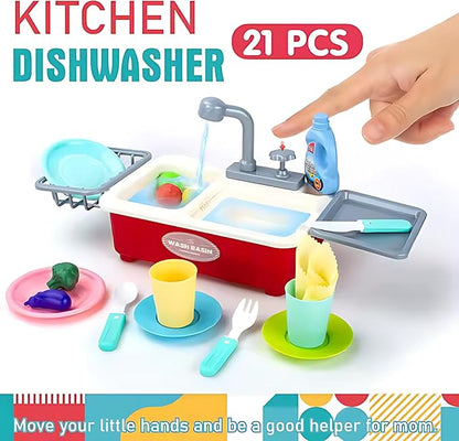 Kids Kitchen Sink Toy with Real Running Water – Educational Dishwasher Playset for Toddlers (Ages 3+)
