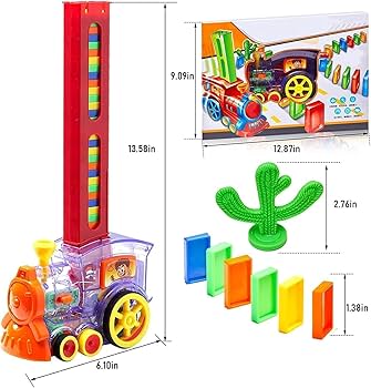 Domino Train Toy Set – Electric Domino-Laying Steam Train with Sound & Lights for Kids 3+