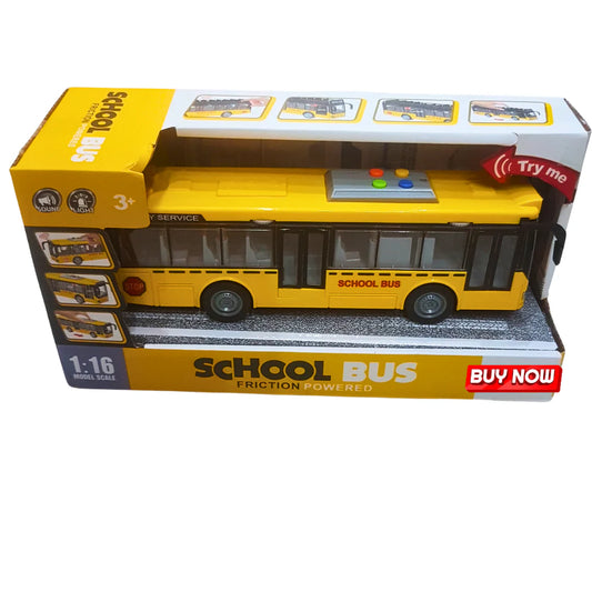 Friction Powered City & School Bus Toy Set – With Light & Sound