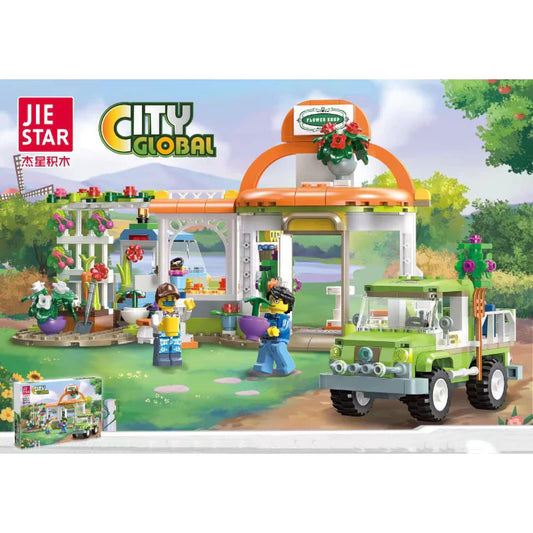 JIE STAR City Global Flower Shop – Building Set with Vehicle & Minifigures