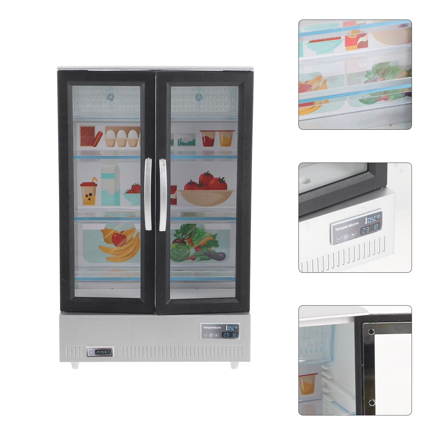 Kids Mini Toy Refrigerator Playset – Interactive Double-Door Fridge with Play Food & Accessories