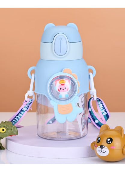Cute Cartoon Animal Kids Water Bottle with Straw – Mint Green