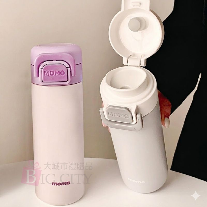 MOMO Insulated Stainless Steel Vacuum Flask with One-Touch Lock Lid