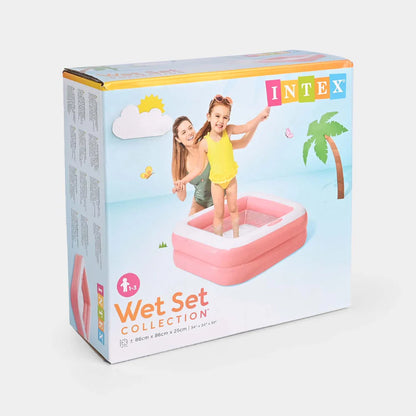 Intex Wet Set Collection Inflatable Baby Pool – Square Pink Toddler Pool