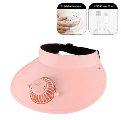 USB Rechargeable Sun Visor Hat with Built-in Cooling Fan