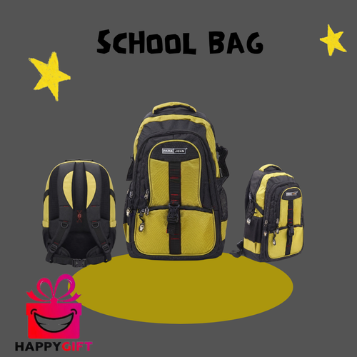 Para John Stylish & Durable Yellow-Black Casual and School Backpack