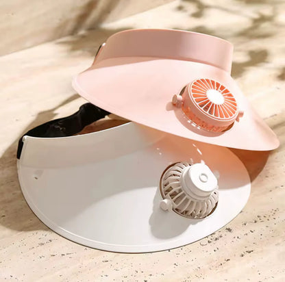 USB Rechargeable Sun Visor Hat with Built-in Cooling Fan