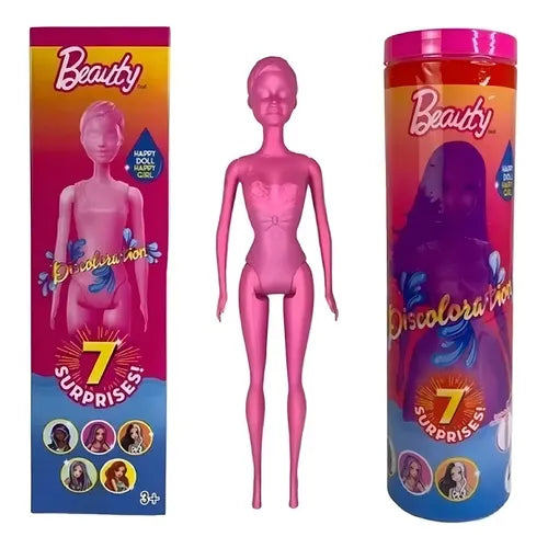 Color Reveal Surprise Doll Cylinder – 7 Surprises Mystery Fashion Doll Set with Color Change & Accessories