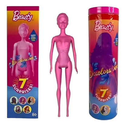 Color Reveal Surprise Doll Cylinder – 7 Surprises Mystery Fashion Doll Set with Color Change & Accessories