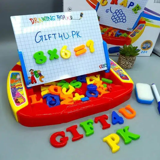 Magnetic Drawing Board with Magnetic Alphabets and Numbers for Kids