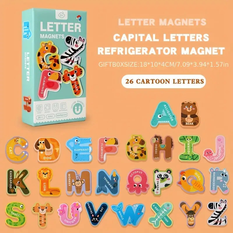 ABC Animal Kingdom Magnetic Letters – 26-Piece Educational Fridge Magnet Set for Toddlers