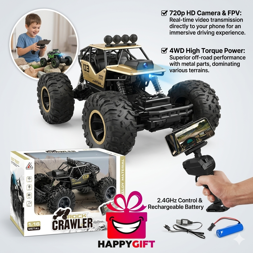 1:16 Off-Road RC Rock Crawler – 2.4GHz High-Torque 4WD Alloy Body Remote Control Monster Truck Toy for Kids