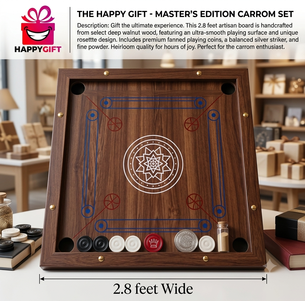 Premium Artisan Walnut Carrom Board Set – Professional Heirloom Quality
