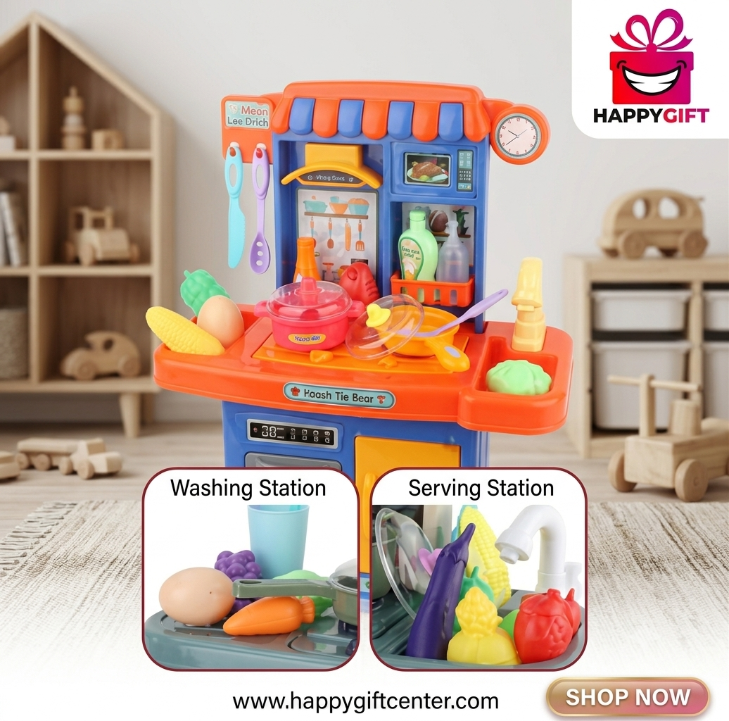 Interactive Kids' Portable Kitchen Playset – Compact Pretend Cooking Station for Little Chefs