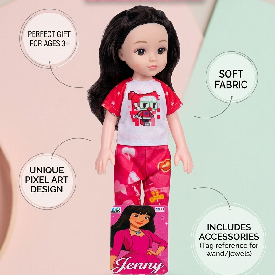 HappyGift Ultimate Kids Splash & Style Summer Bundle - Inflatable Pool, Jenny Doll & Princess Makeup Set