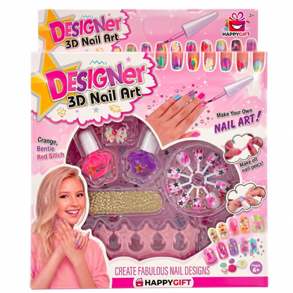 My Designer 3D Nail Art Salon Kit – Kids Fake Nails & Manicure Playset
