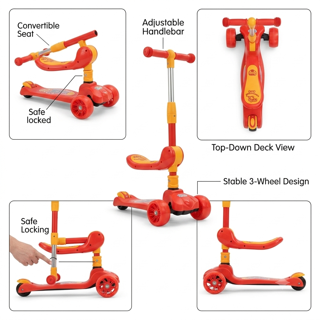 2-in-1 Kids’ Convertible Kick Scooter & Balance Bike – Adjustable