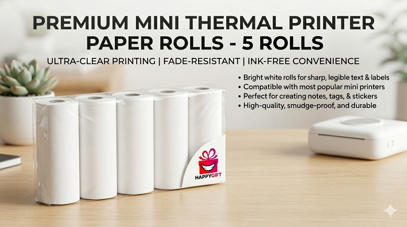 Premium Thermal Printer Paper – 5-Roll Bundle (High-Definition 8k Clarity)