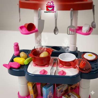 Dessert Kids Play Ice Cream & Dessert Stand Toy – 34-Piece DIY Sweet Shop Luxury Kitchen Playset for Toddlers