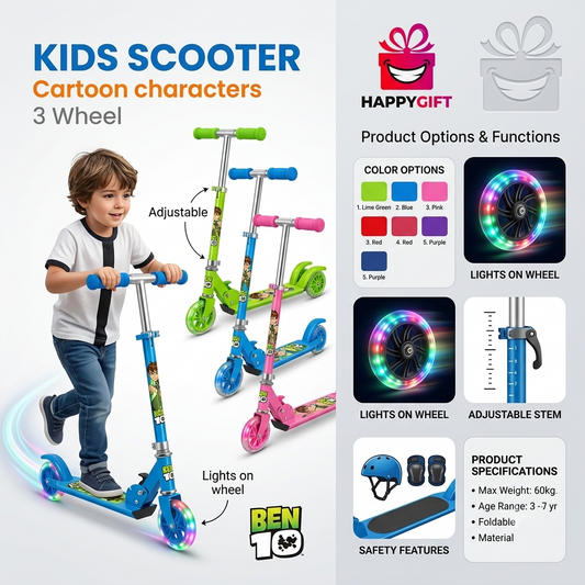 Foldable Character-Themed Kids' Kick Scooters