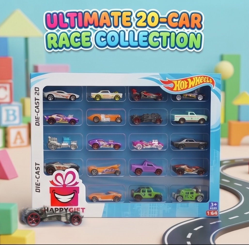 Ultimate 20-Car Race Collection – Deluxe Die-Cast Set!