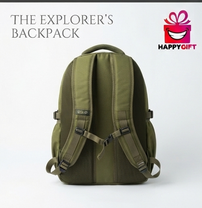 "The Explorer's Backpack" - 4-Panel Detailed Showcase (Olive Green)