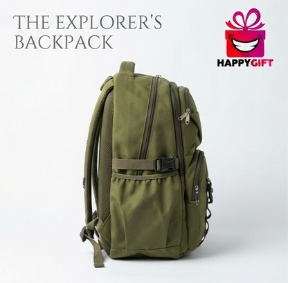 "The Explorer's Backpack" - 4-Panel Detailed Showcase (Olive Green)