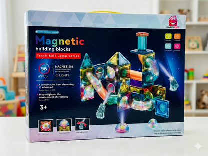 Glow-in-the-Dark Magnetic Marble Run & Building Blocks (96-Piece Set)
