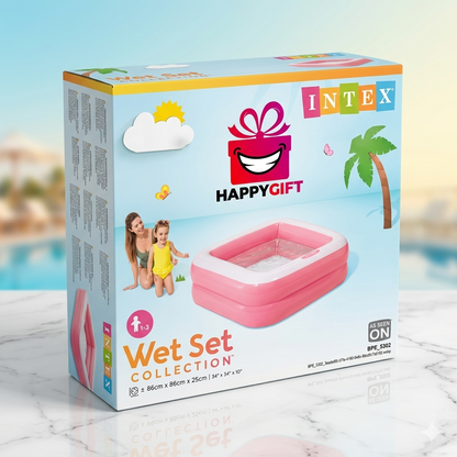 Intex Wet Set Collection Inflatable Baby Pool – Square Pink Toddler Pool