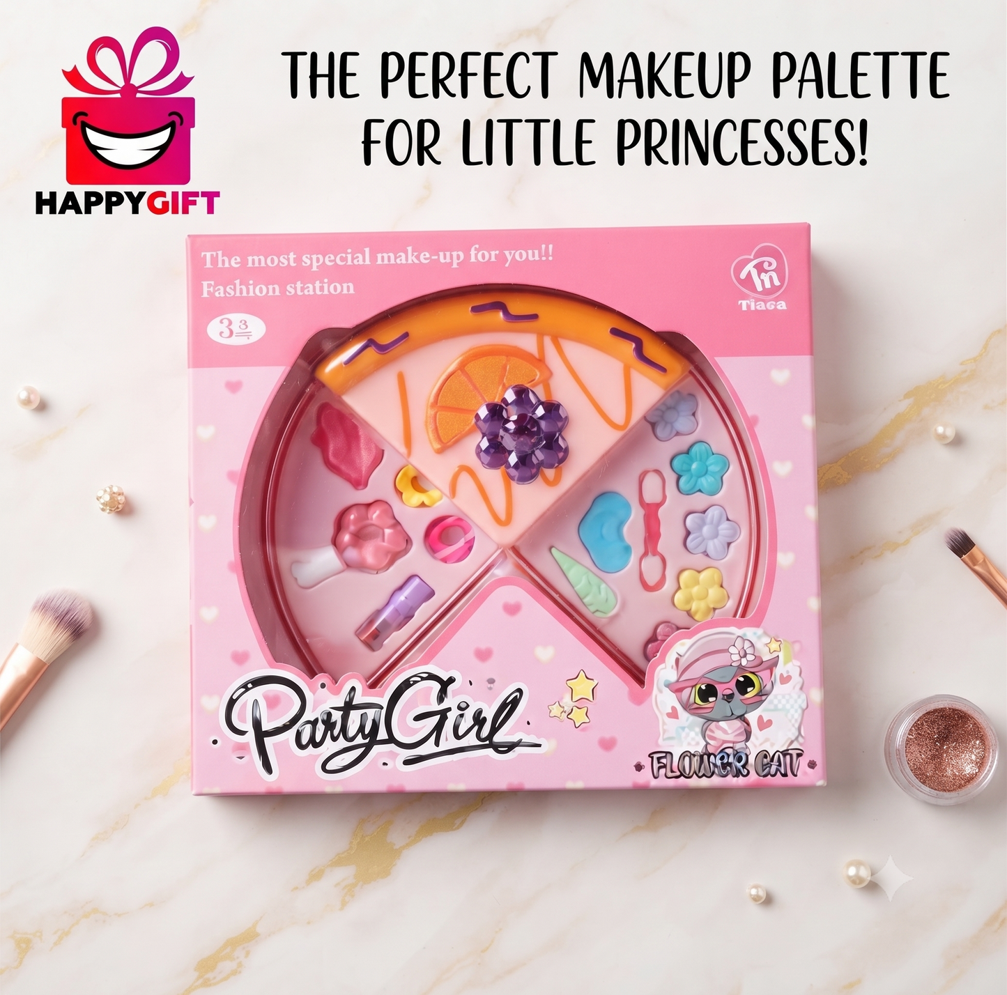 HappyGift Party Queen Pizza Makeup Palette – The Ultimate Glamour Set for Little Divas!
