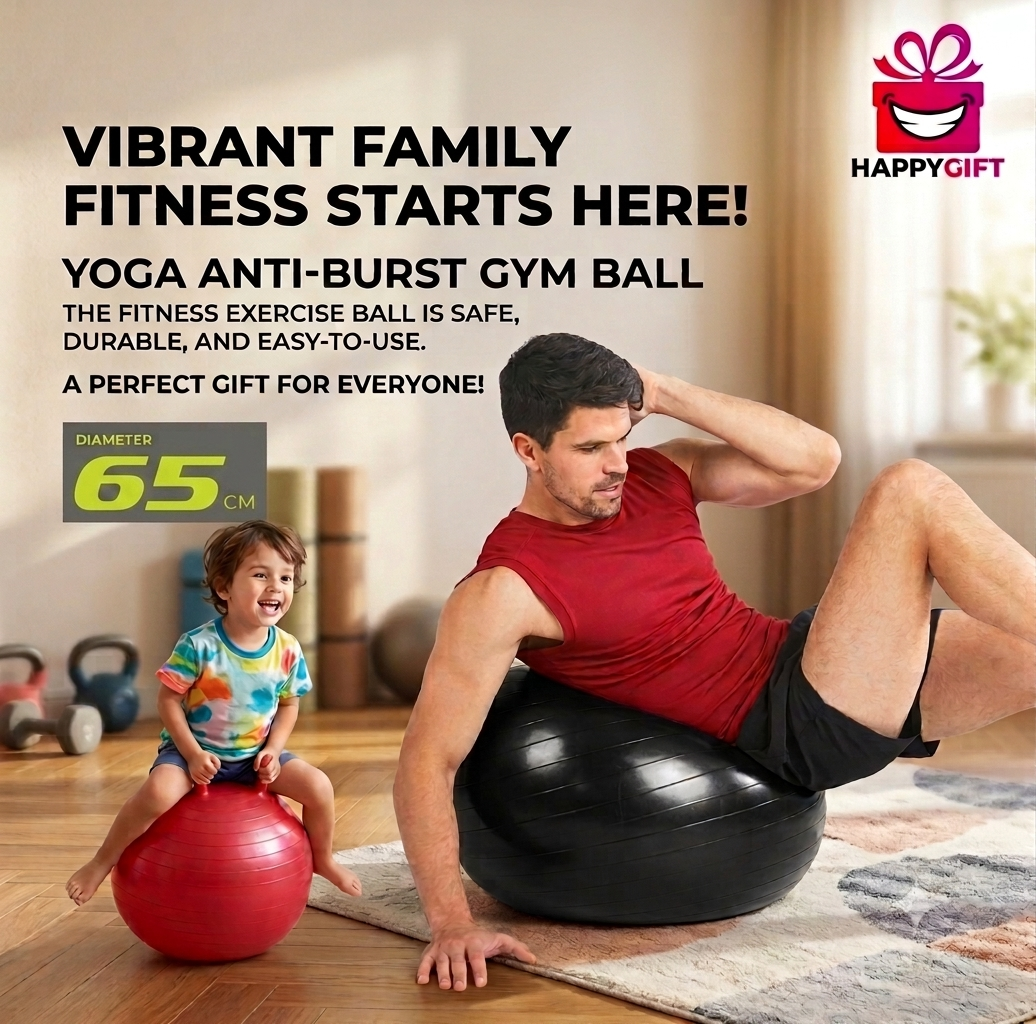 65cm Premium Anti-Burst Yoga Gym Ball – Perfect for Family Fitness!