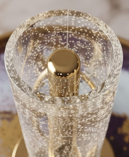 "Illuminate Your Moments: Premium Glass & Brass Happy Gift Lamp"