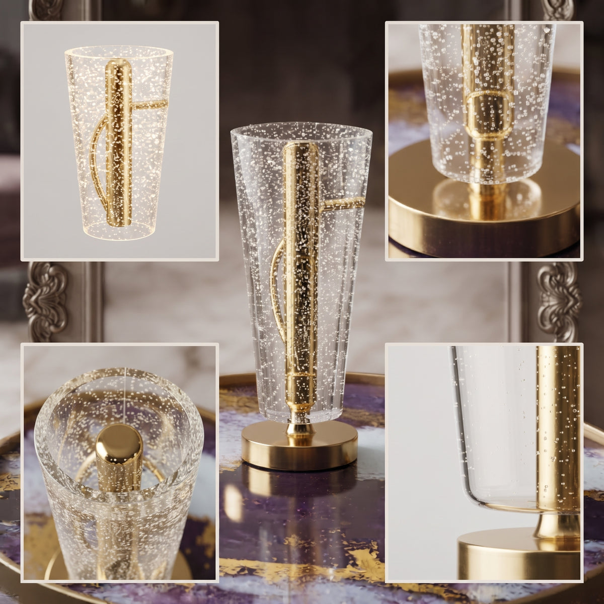 "Illuminate Your Moments: Premium Glass & Brass Happy Gift Lamp"