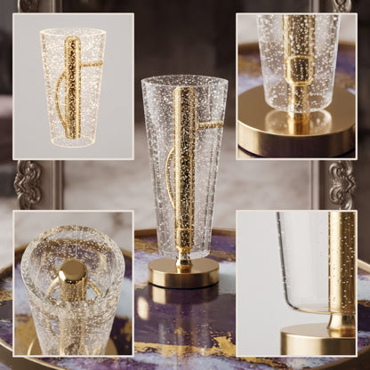 "Illuminate Your Moments: Premium Glass & Brass Happy Gift Lamp"