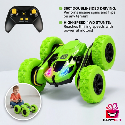Remote Control Stunt Car – 4WD All-Terrain Double-Sided Tumbling RC Toy Vehicle for Kids