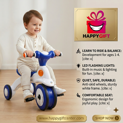 Premium LED-Lit Tricycle for Toddlers with Comfort Seat and Easy-Grip Handles