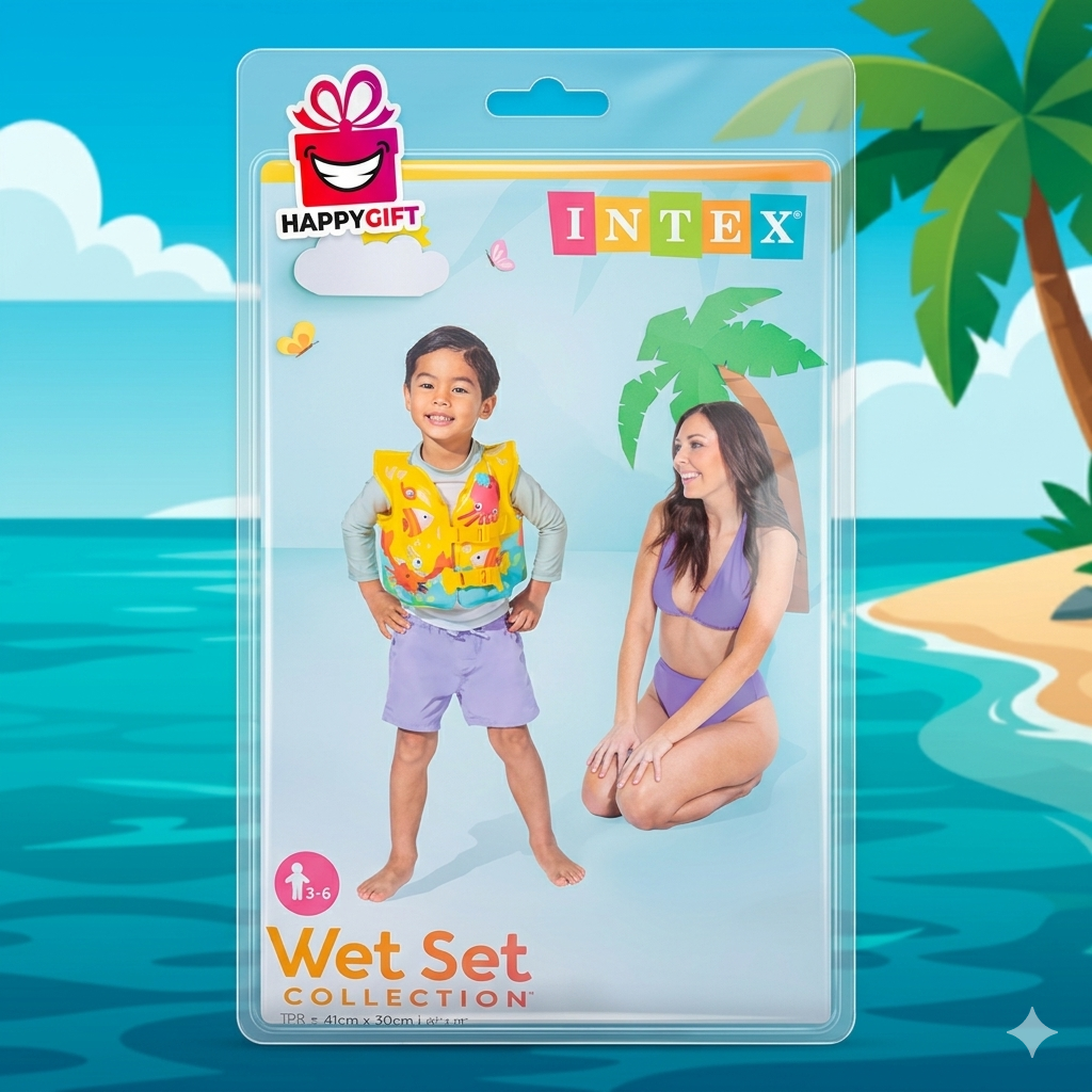 Intex Wet Set Collection Tropical Fish Swim Vest – Inflatable Safety Jacket for Toddlers